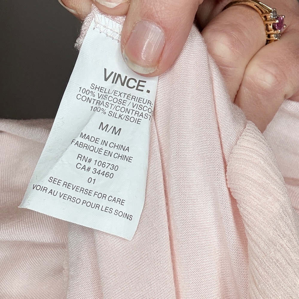 Vince Light Pink Layered Short Sleeve Top Size Medium - Picture 4 of 4